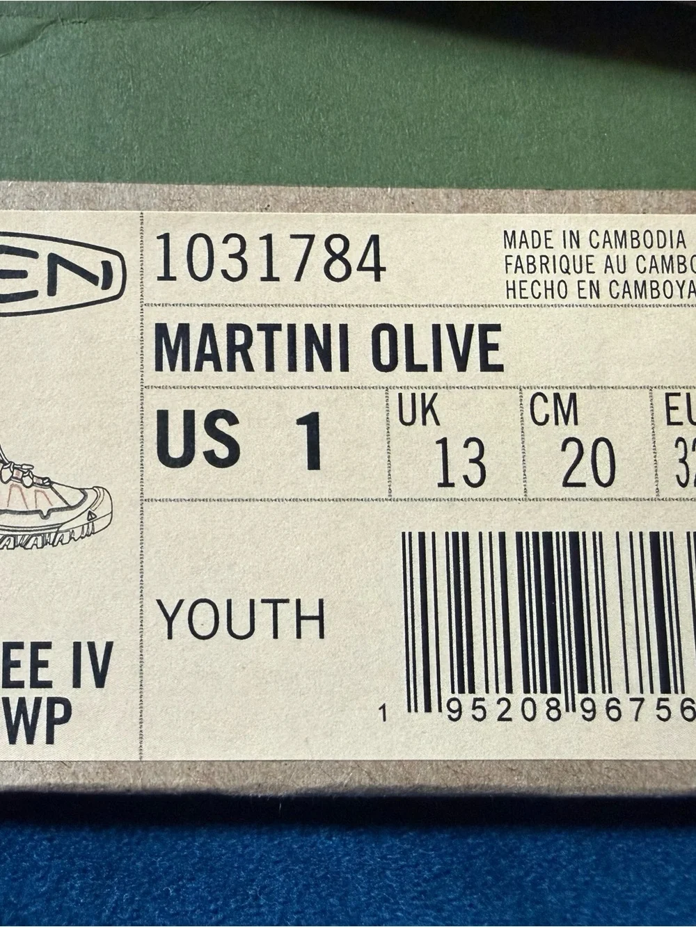KEEN - Kids Low-Top Hiking Shoes - Olive Green - Size 1 - BRAND NEW! Waterproof